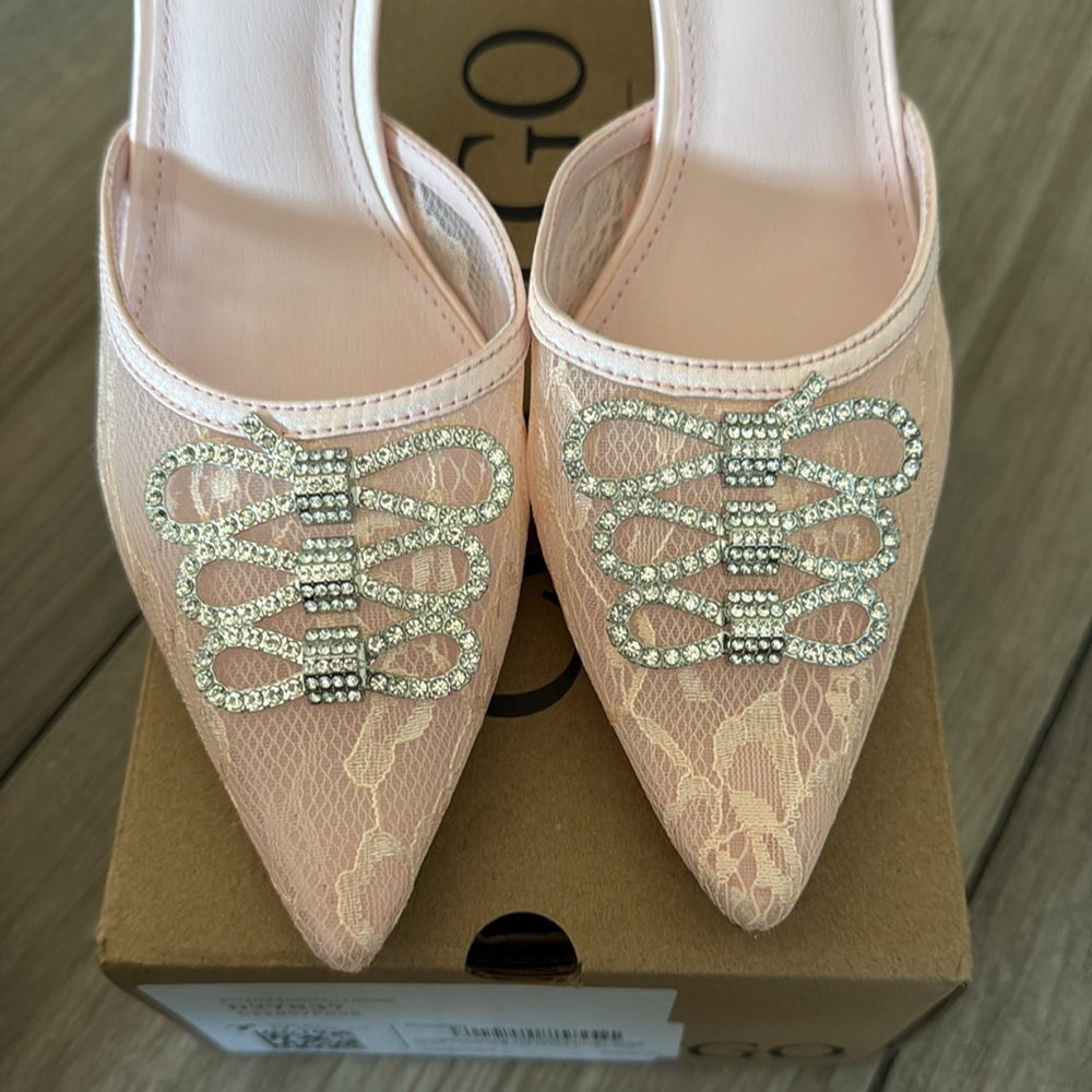 Elegant Pink Lace Women's Shoes Size 8.5 - Picture 3 of 7